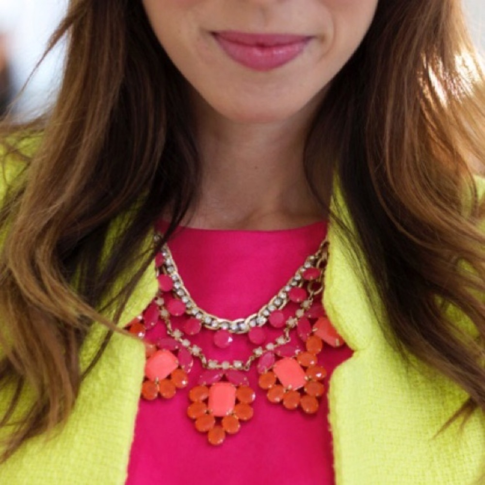 Stella & Dot | Spring Awakening Hot Pink & Vibrant Orange Statement Neck… - Picture 6 of 12